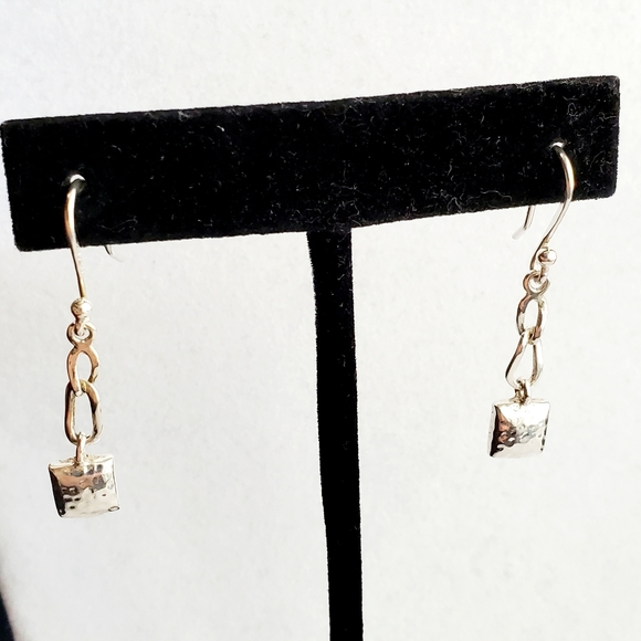 Silpada Sterling Hammered Small Pillow Drop Square Earrings - Picture 7 of 13